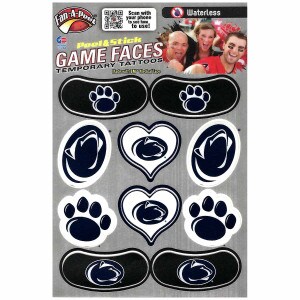 temporary waterless tattoos assorted Penn State graphics 4 eye strips